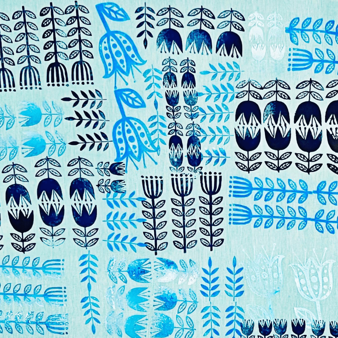 block printing-mixed-media-workshop-near-me-London-UK-craft-shop-suppies-wooden-printing blocks-paints-flowers